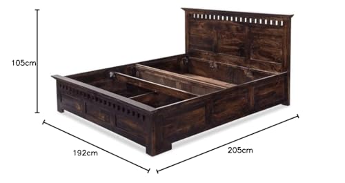 GHROYAL Sheesham Wood Kuber King Size Bed with Hydraulic Storage for Bedroom Home Wooden Double Bed Cot Palang for Living Room and Hotels (Walnut Finish) | 1 Year Warranty