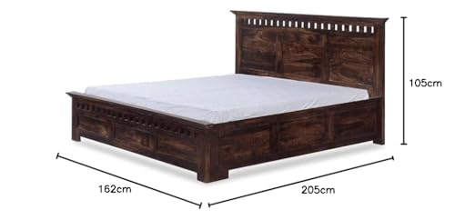 GHROYAL Sheesham Wood Kuber King Size Bed with Hydraulic Storage for Bedroom Home Wooden Double Bed Cot Palang for Living Room and Hotels (Walnut Finish) | 1 Year Warranty