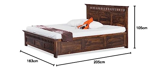 GHROYAL Sheesham Wood Kuber King Size Bed with Hydraulic Storage for Bedroom Home Wooden Double Bed Cot Palang for Living Room and Hotels (Walnut Finish) | 1 Year Warranty