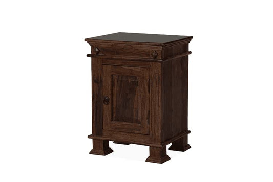 Sheesham Wood Bedside Table with Cabinet Storage