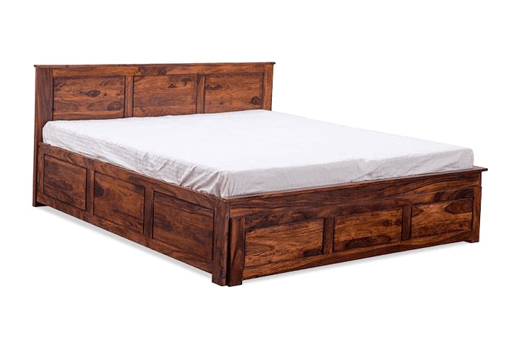 GHROYAL Sheesham Wood Queen Size Bed with Hydraulic Storage for Bedroom Living Room Home Hotel Furniture Wooden Double Bed Cot Palang for Guest Room (Honey Finish)| 1 Year Warranty