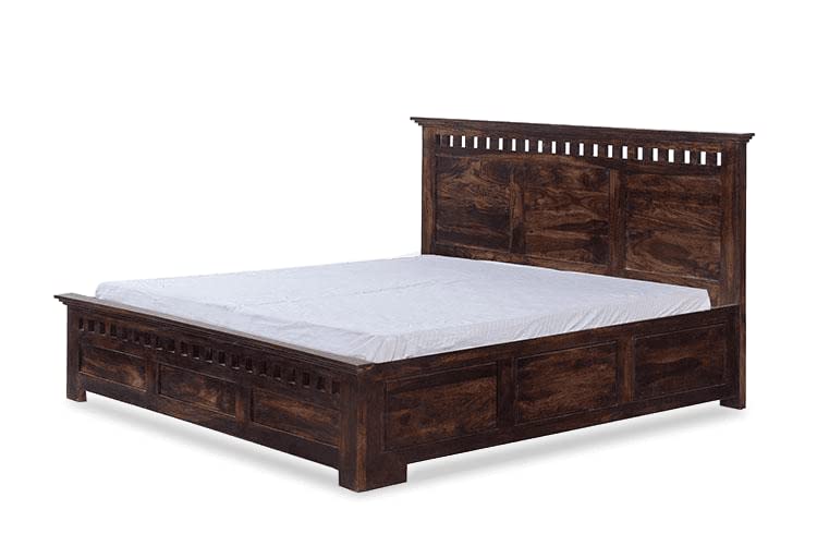 GHROYAL Sheesham Wood Kuber King Size Bed with Hydraulic Storage for Bedroom Home Wooden Double Bed Cot Palang for Living Room and Hotels (Walnut Finish) | 1 Year Warranty