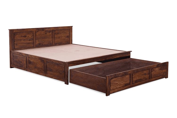 GHROYAL Sheesham Wood Queen Size Bed with Hydraulic Storage for Bedroom Living Room Home Hotel Furniture Wooden Double Bed Cot Palang for Guest Room (Honey Finish)| 1 Year Warranty