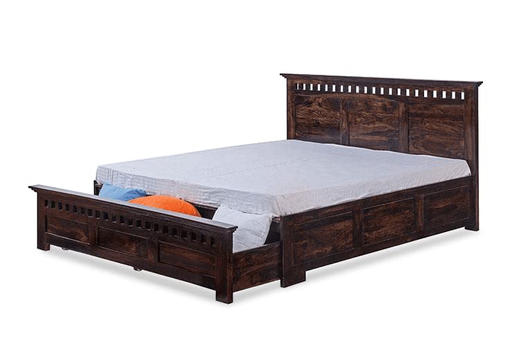 GHROYAL Sheesham Wood Kuber King Size Bed with Hydraulic Storage for Bedroom Home Wooden Double Bed Cot Palang for Living Room and Hotels (Walnut Finish) | 1 Year Warranty