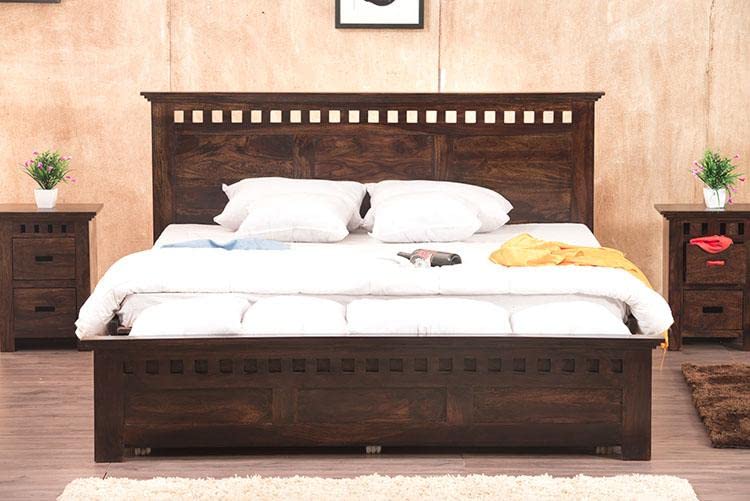 GHROYAL Sheesham Wood Kuber King Size Bed with Hydraulic Storage for Bedroom Home Wooden Double Bed Cot Palang for Living Room and Hotels (Walnut Finish) | 1 Year Warranty