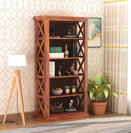 SAVITRIDECOR Wooden Crockery Cabinet with Glass Door | Wooden Book Shelf for Home Library | Bookshelf Crockery Unit for Home & Kitchen Living Room