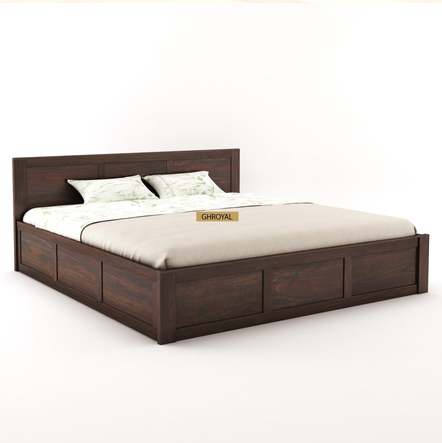 GHROYAL Sheesham Wood Queen Size Bed with Hydraulic Storage for Bedroom Living Room Home Hotel Furniture Wooden Double Bed Cot Palang for Guest Room (Honey Finish)| 1 Year Warranty