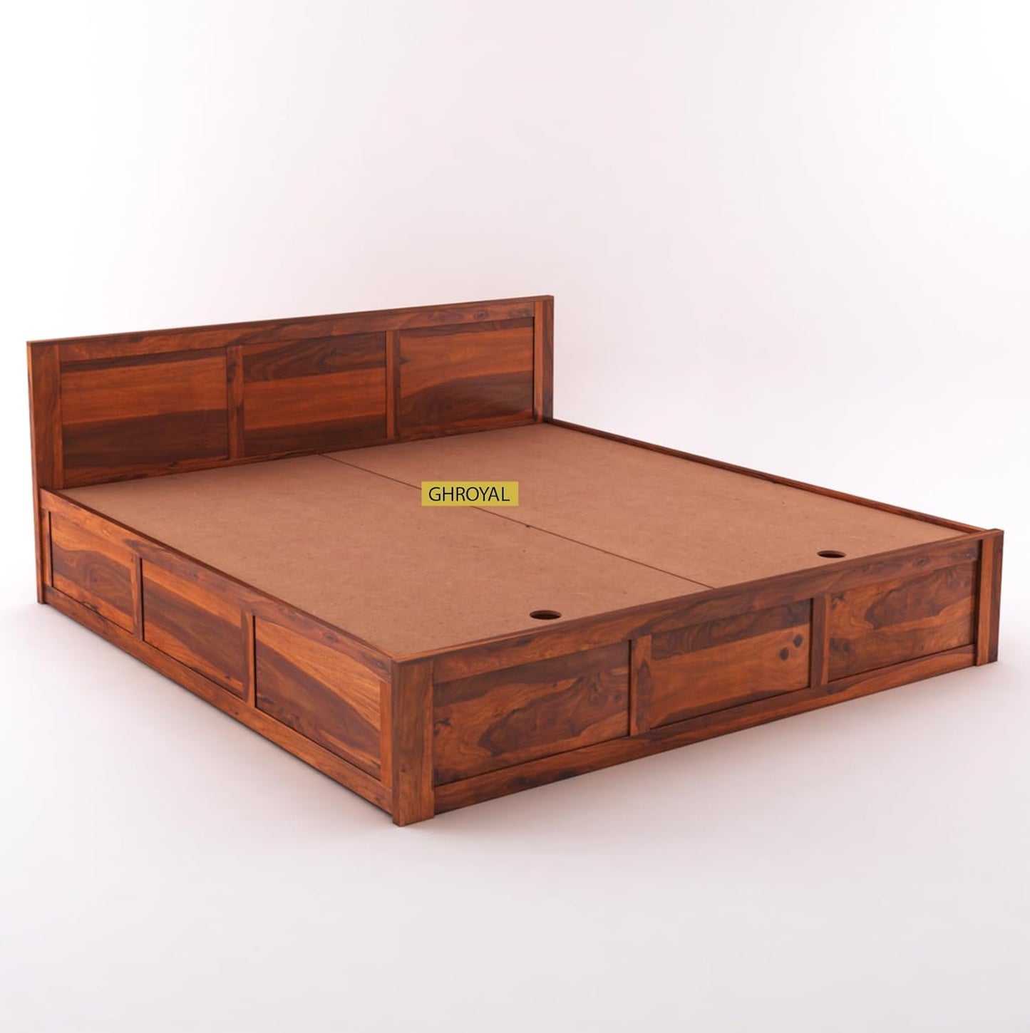 GHROYAL Sheesham Wood Queen Size Bed with Box Storage for Bedroom Living Room Home Hotel Wooden Double Bed Cot Palang Furniture (Honey Finish)|1 Year Warranty