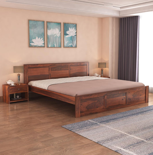 Sheesham Wood Queen Size Bed Without Storage