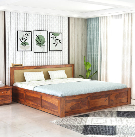 Sheesham Wood King Size Bed with Storage