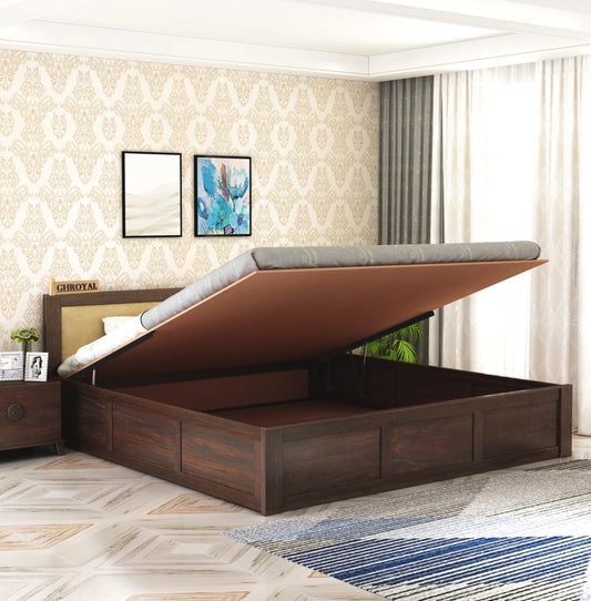 Sheesham Wood King Size Bed with Hydraulic Storage